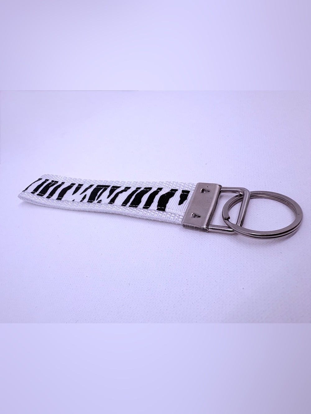 Zebra Print White Key Fob Wristlet